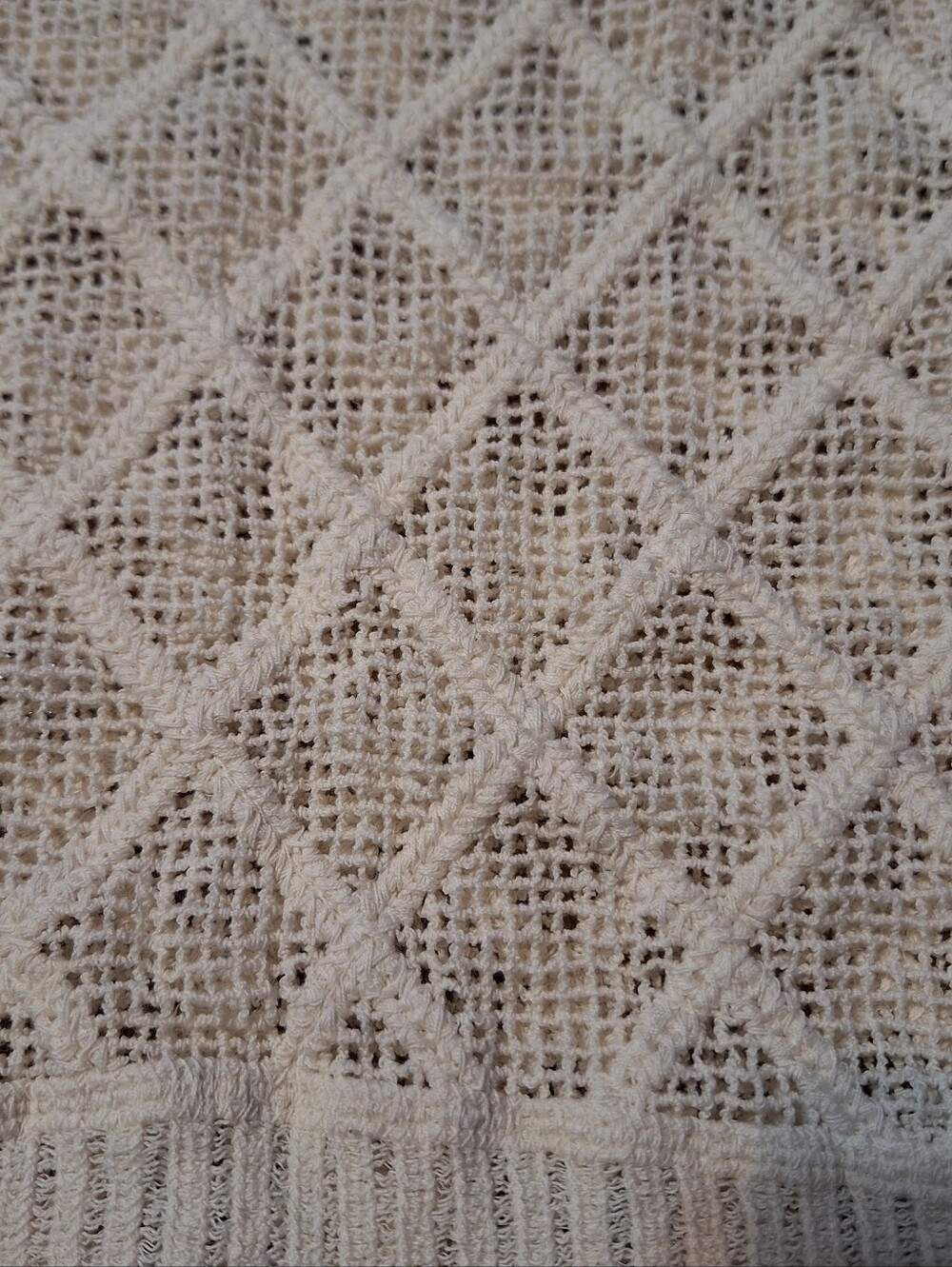 POL One Size cream open crochet vest festival boho hippie cottage 100% cotton - Picture 2 of 8